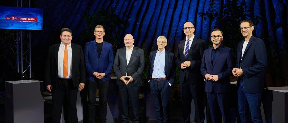 Schlagabtausch fünf Tage vor der Brandenburg-Wahl: die Spitzenkandidaten in der rbb-Wahlrunde.