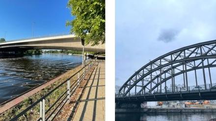 Links die Dischingerbrücke, rechts die Schulenburgbrücke.