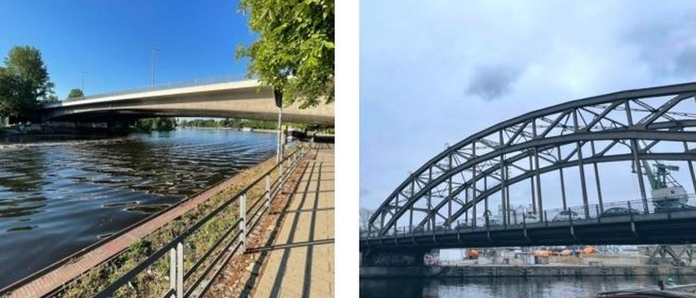 Links die Dischingerbrücke, rechts die Schulenburgbrücke.