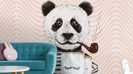 Darf’s ein cooler Panda mit Pfeife sein? Mit einer Tapete kann man jedes gewünschte Tier in die eigenen vier Wände holen.