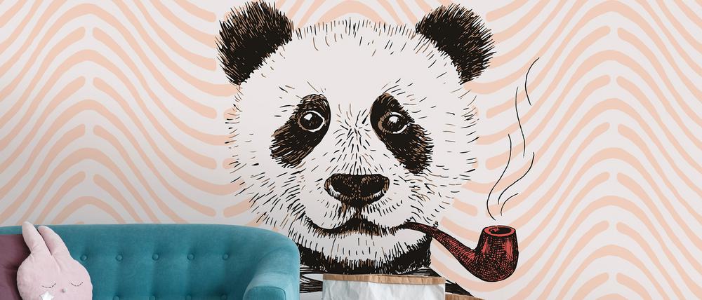 Darf’s ein cooler Panda mit Pfeife sein? Mit einer Tapete kann man jedes gewünschte Tier in die eigenen vier Wände holen.