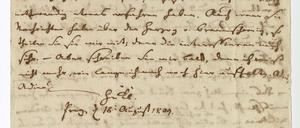 Brief 4, Seite 2 mit einer Unterschrift von Heinrich von Kleist. Er schrieb hier an Joseph von Buol, in Prag am 18. August 1809.