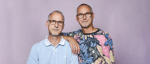 Michael (l.) und Christian (r.) Nobis (beide 58) sind Zwillinge. Im vergangenen Jahr erkrankten beide an Prostatakrebs. Tagesspiegel trifft die beiden ein halbes Jahr nach ihrer OP.