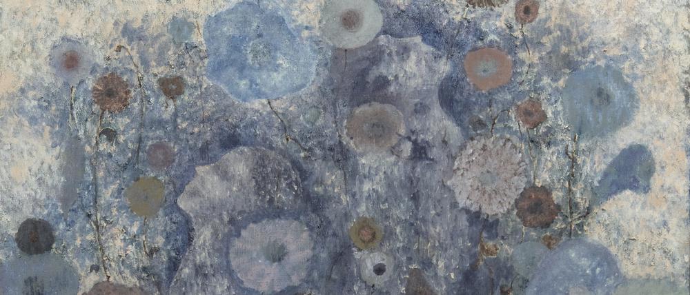 Oliver Baks Gemälde „Bouquet“ (137 x 114 cm) stammt aus diesem Jahr und besteht aus dicken Öl- und Wachsschichten.