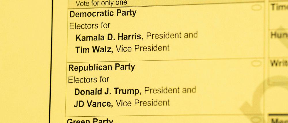 Ein Wahlzettel für die Präsidentschaftswahl in den USA.