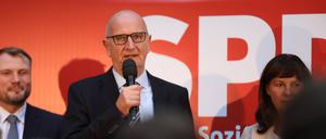 Brandenburgs Ministerpräsident Dietmar Woidke nach den ersten Prognosen. 