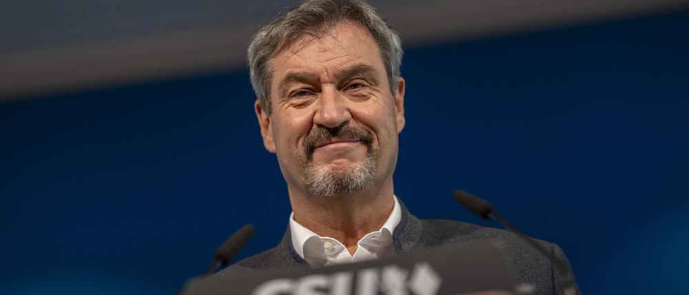 23.09.2024, Bayern, München: Markus Söder nimmt nach der Sitzung des CSU-Vorstands an einer Pressekonferenz teil.