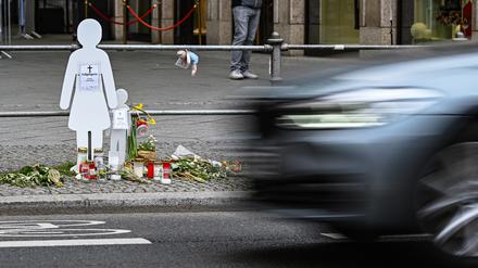 Ein Kind ist 2024 in Berlin tödlich verunglückt: Es wurde mit seiner Mutter auf der Leipziger Straße von einem Autofahrer überfahren, der auf dem Radweg am Stau vorbeigerast war.