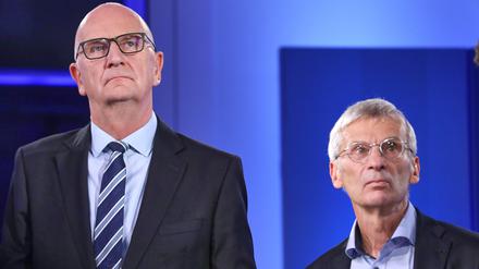 Dietmar Woidke (SPD, l.) und Hans-Christoph Berndt (AfD) waren die Spitzenkandidaten ihrer Parteien bei der Landtagswahl 2024, die die SPD noch knapp für sich entschied.