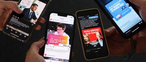 Wahlwerbung auf Smartphone-Bildschirmen: Social Media spielt bei der Mobilisierung junger Wähler eine entscheidende Rolle.