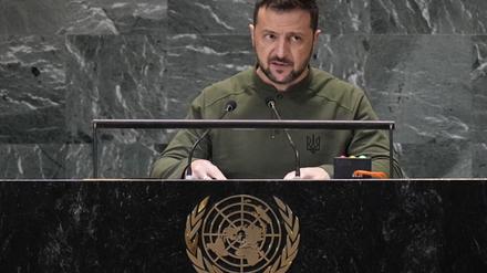 Der ukrainische Präsident Wolodymyr Selenskyj spricht auf dem Zukunftsgipfel in der Generalversammlung der Vereinten Nationen in New York.