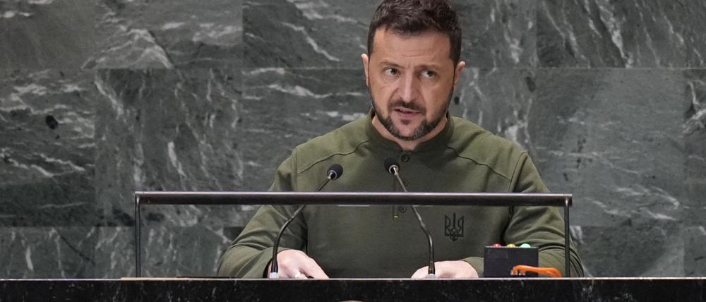 Der ukrainische Präsident Wolodymyr Selenskyj spricht auf dem Zukunftsgipfel in der Generalversammlung der Vereinten Nationen in New York.
