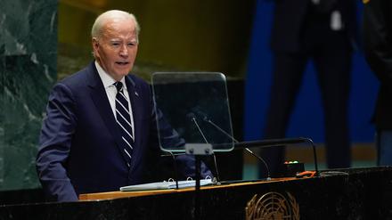 US-Präsident Joe Biden spricht auf der 79. Sitzung der Generalversammlung der Vereinten Nationen im UN-Hauptquartier.
