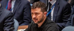 Wolodymyr Selenskyj, Präsident der Ukraine, spricht auf der Sitzung des UN-Sicherheitsrates bei der 79. Generaldebatte der UN-Vollversammlung.