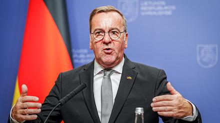 Boris Pistorius (SPD), Bundesminister der Verteidigung, nach seiner Rede im litauischen Parlament