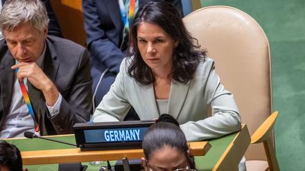 Eindringlich plädiert Außenministerin Annalena Baerbock vor den UN für ein Ende der Gewalt in Nahost.