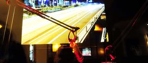 Moderatorenkabine von Jazzradio.net im Foyer Inge-Beisheim-Platz 1 Berlin.