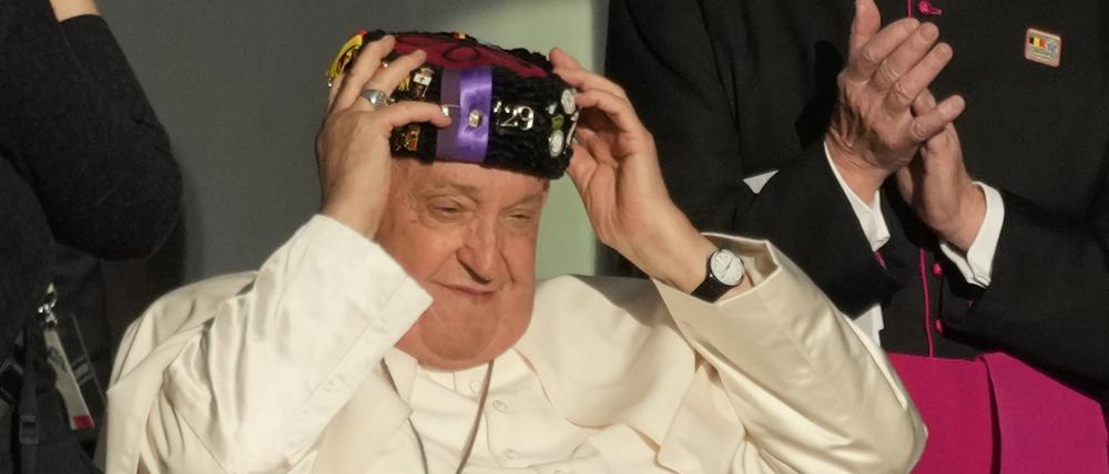 Papst Franziskus bei seinem Besuch an der Katholischen Universität Louvain.