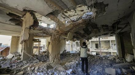 Ein zerstörtes Gebäude in einem südlichen Vorort von Beirut.