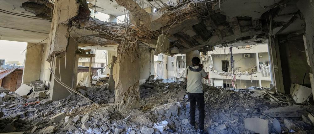 Ein zerstörtes Gebäude in einem südlichen Vorort von Beirut.
