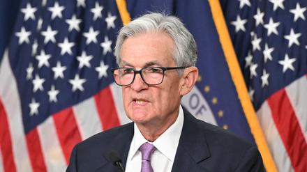 Der Vorsitzende der Federal Reserve Jerome Powell hält eine Pressekonferenz (Archivbild).