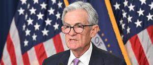 Der Vorsitzende der Federal Reserve Jerome Powell hält eine Pressekonferenz (Archivbild).