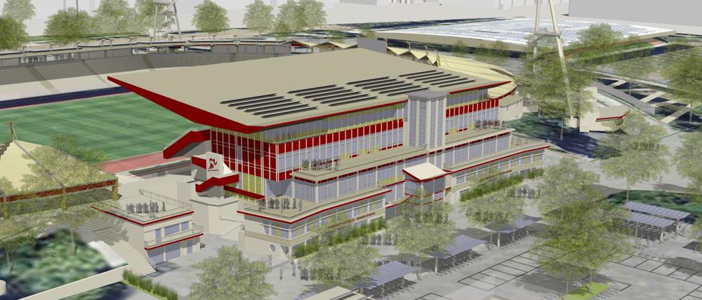 Der Umbau-Plan für das Jahn-Stadion des Teams „Spreeplan Projekt“.