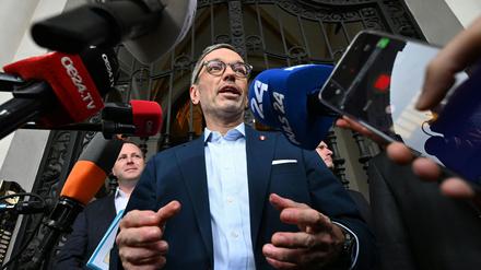 FPÖ-Parteichef Herbert Kickl spricht mit den Medien.