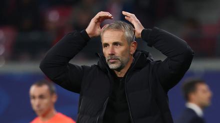  Leipzigs Trainer Marco Rose steht mit RB in der Königsklasse mit null Punkten da.