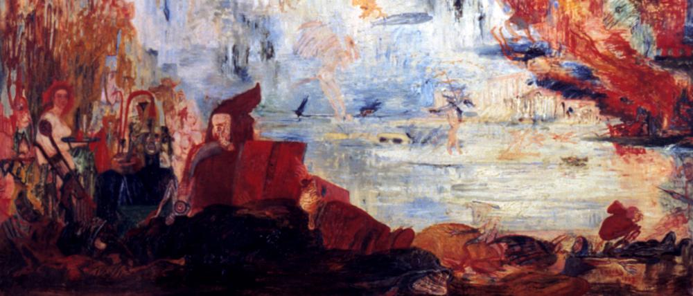 „Die Versuchung des Heiligen Antonius“ von 1887 gehört zu den frühesten fantastischen Gemälden James Ensors. Die Leihgabe kam aus dem Museum of Modern Art in New York nach Antwerpen.