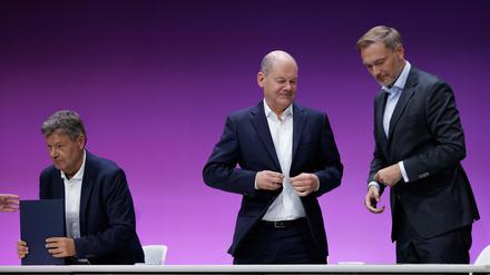 Robert Habeck, Olaf Scholz und Christian Lindner feilen noch immer am Etat für 2025.