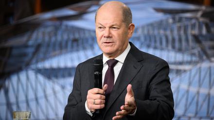 Bundeskanzler Olaf Scholz spricht bei der 23. Jahreskonferenz des Rates für Nachhaltige Entwicklung.