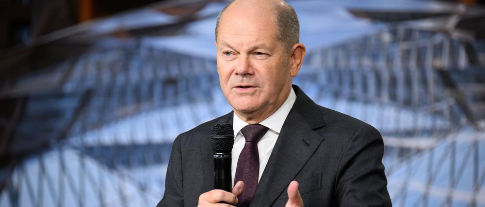 Bundeskanzler Olaf Scholz spricht bei der 23. Jahreskonferenz des Rates für Nachhaltige Entwicklung.