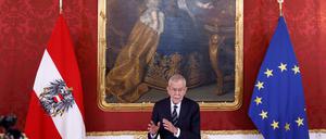 Österreichs Bundespräsident gibt ein Statement ab. 