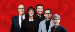 Das Machtzentrum der Brandenburger SPD (von links): Dietmar Woidke, Katrin Lange, Daniel Keller, David Kolesnyk und Kathrin Schneider. 