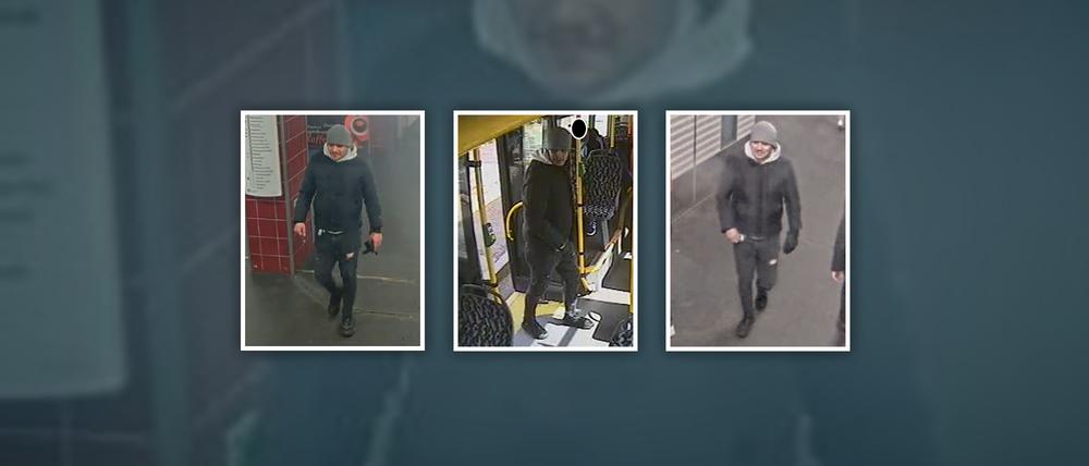 Ein Mann mit grauer Mütze ist auf den Fahndungsfotos der Polizei erkennbar.