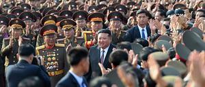 Diktator Kim Jong Un bei der 60-Jahr-Feier der Nationalen Verteidigungsuniversität in Pjöngjang.