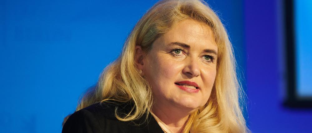 Kristin Brinker, Landesvorsitzende der AfD Berlin, im Jahr 2021.