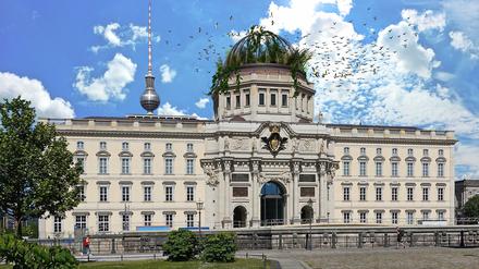 Kunstwettbewerb der Initiative Schlossenteignung: Im Entwurf von Tina Born und Enrico Niemann erobert die Natur das Humboldt Forum zurück.