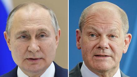 Russlands Präsident Wladimir Putin und Bundeskanzler Olaf Scholz (SPD)