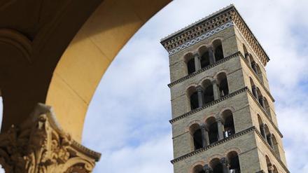 Fertig saniertes Campanile Friedenskirche. Feier zum Abschluss der Sanierungsarbeiten am Turm der Friedenskirche Potsdam.
