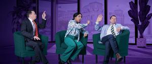 „Die Ampeltherapie“ in der Distel,  v.l. Timo Doleys, Samia Dauenhauer, Jens Eulenberger