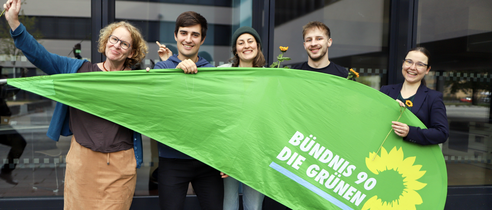 Grüne in Potsdam: Berit Gundermann, Jonas Höhne, Antonia Baumgarten, Kilian Ochs, Marie Schäffer (v.l.n.r.)