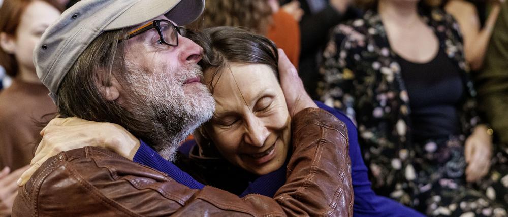 Jupiter und Juno. Martina Hefter und ihr Mann, der Schriftsteller Jan Kuhlbrodt im Frankfurter Römer.