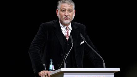 Italiens Kulturminister Alessandro Giuli bei der Eröffnung der 76. Frankfurter Buchmesse 
