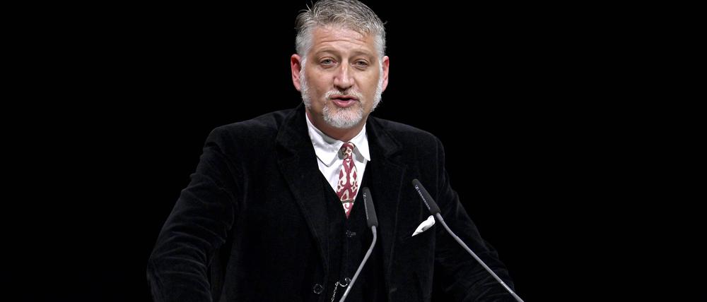 Italiens Kulturminister Alessandro Giuli bei der Eröffnung der 76. Frankfurter Buchmesse