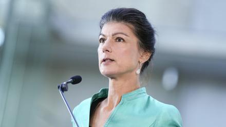 Sahra Wagenknecht bei einer Pressekonferenz des BSW.