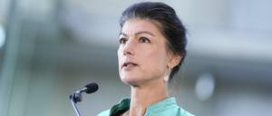 Sahra Wagenknecht bei einer Pressekonferenz des BSW.
