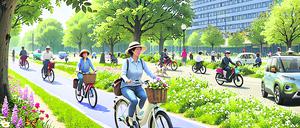 Zukunftsvision: Nachhaltige Mobilität vor dem Hauptgebäude der TU Berlin.