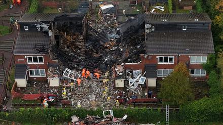 Nach der Explosion folgte ein Feuer: die zerstörte Häuserzeile in Newcastle. 